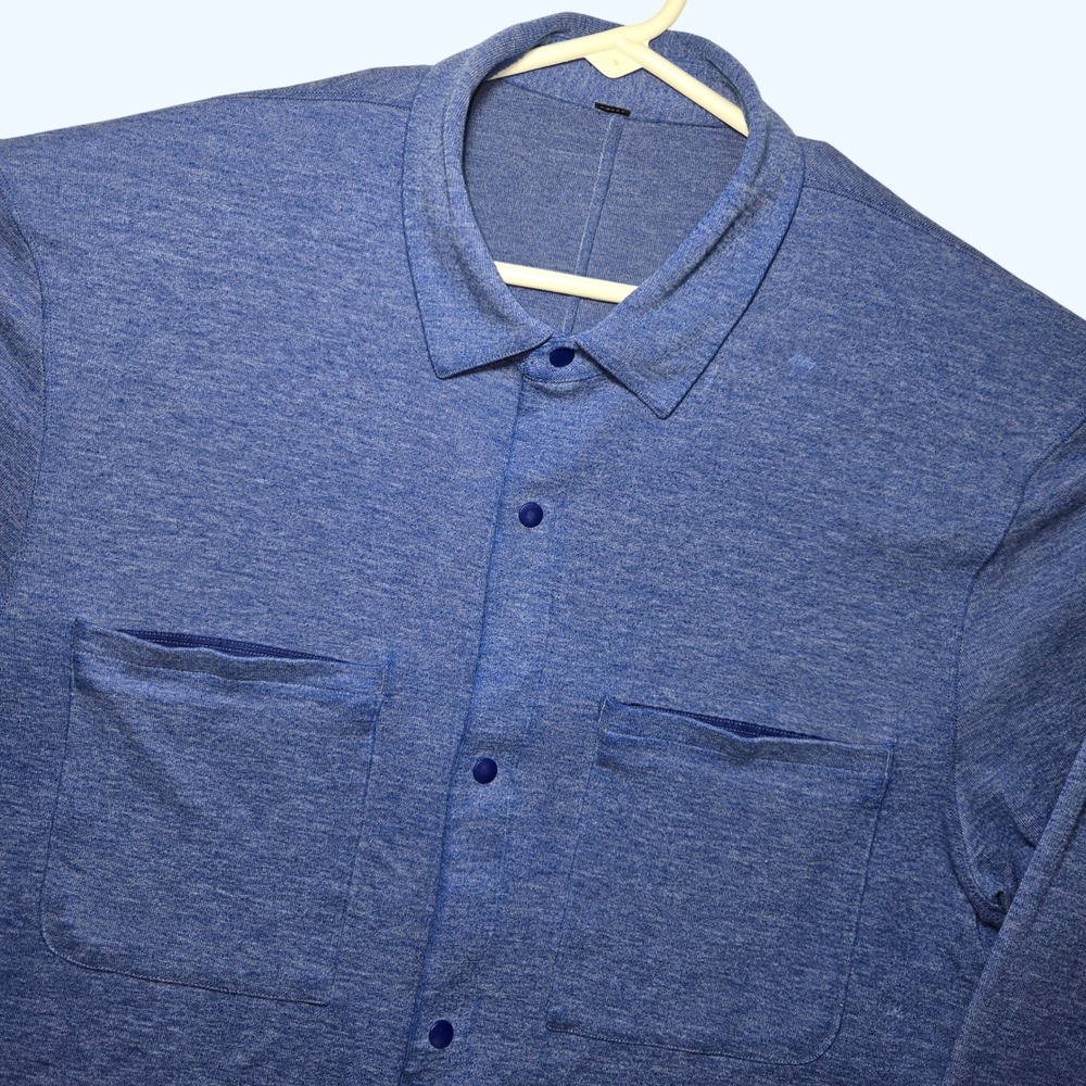 Lululemon Soft Knit Overshirt Snap Front Knit Shirt Heathered Mens Large LM3CZMS